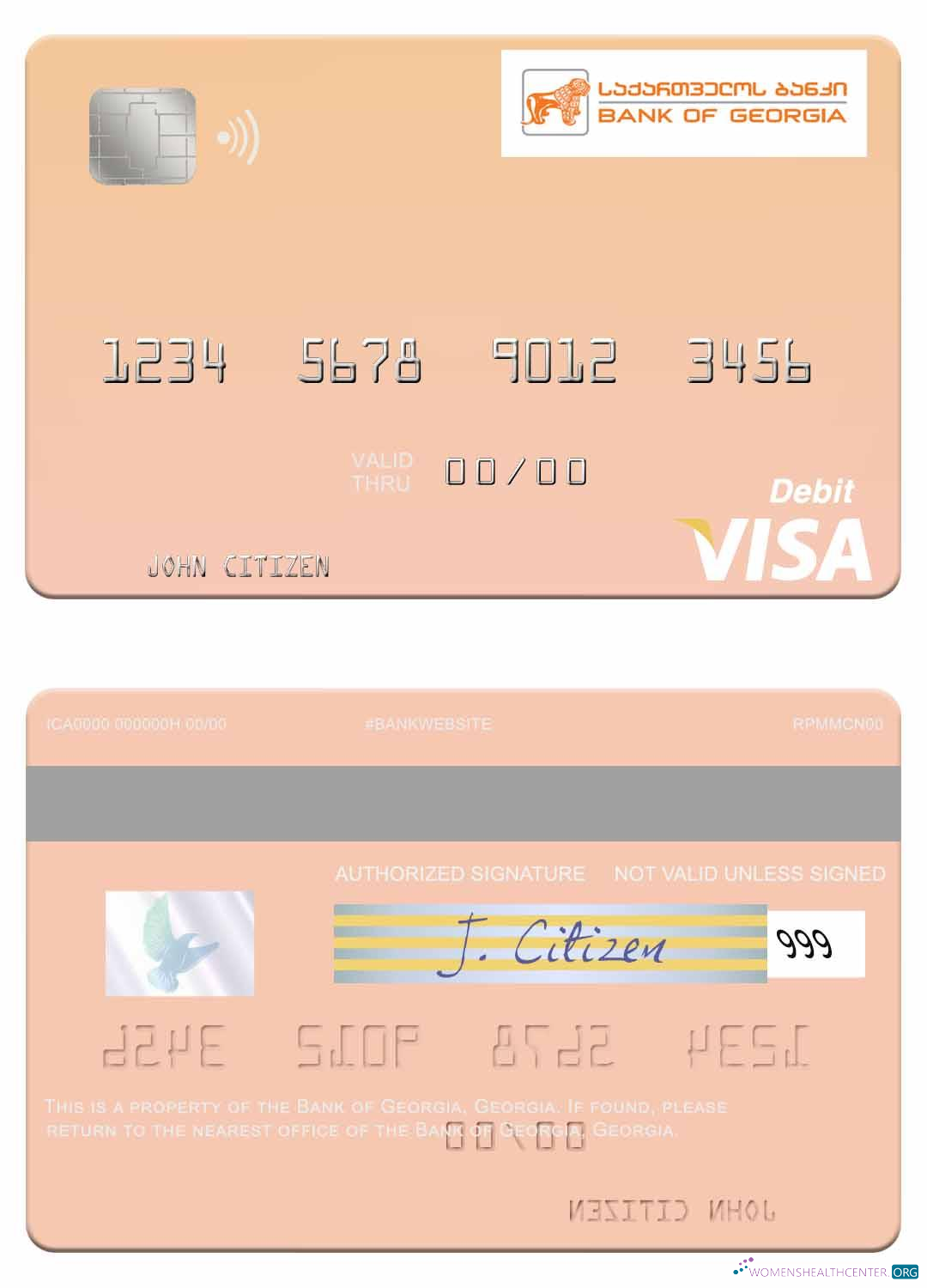 Download Georgia Bank of Georgia visa debit card Photoshop template